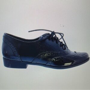 Nature Breeze Campus-Patent Snakeskin Wing Tip Spetator Oxford-Black-7-1/2-